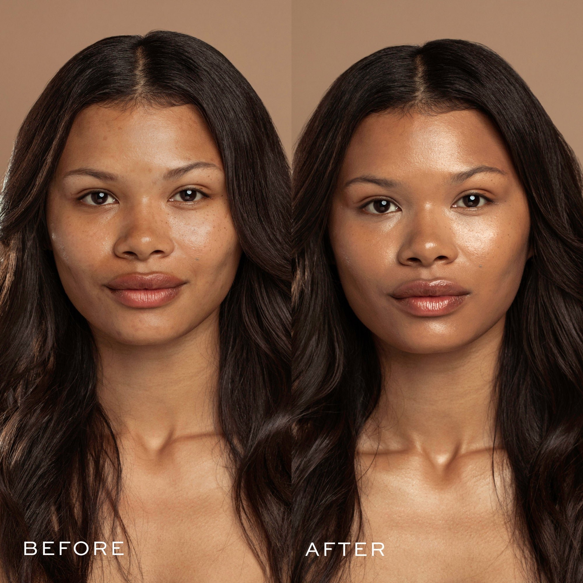 before and after of tinted glow wonderscreen shade 2