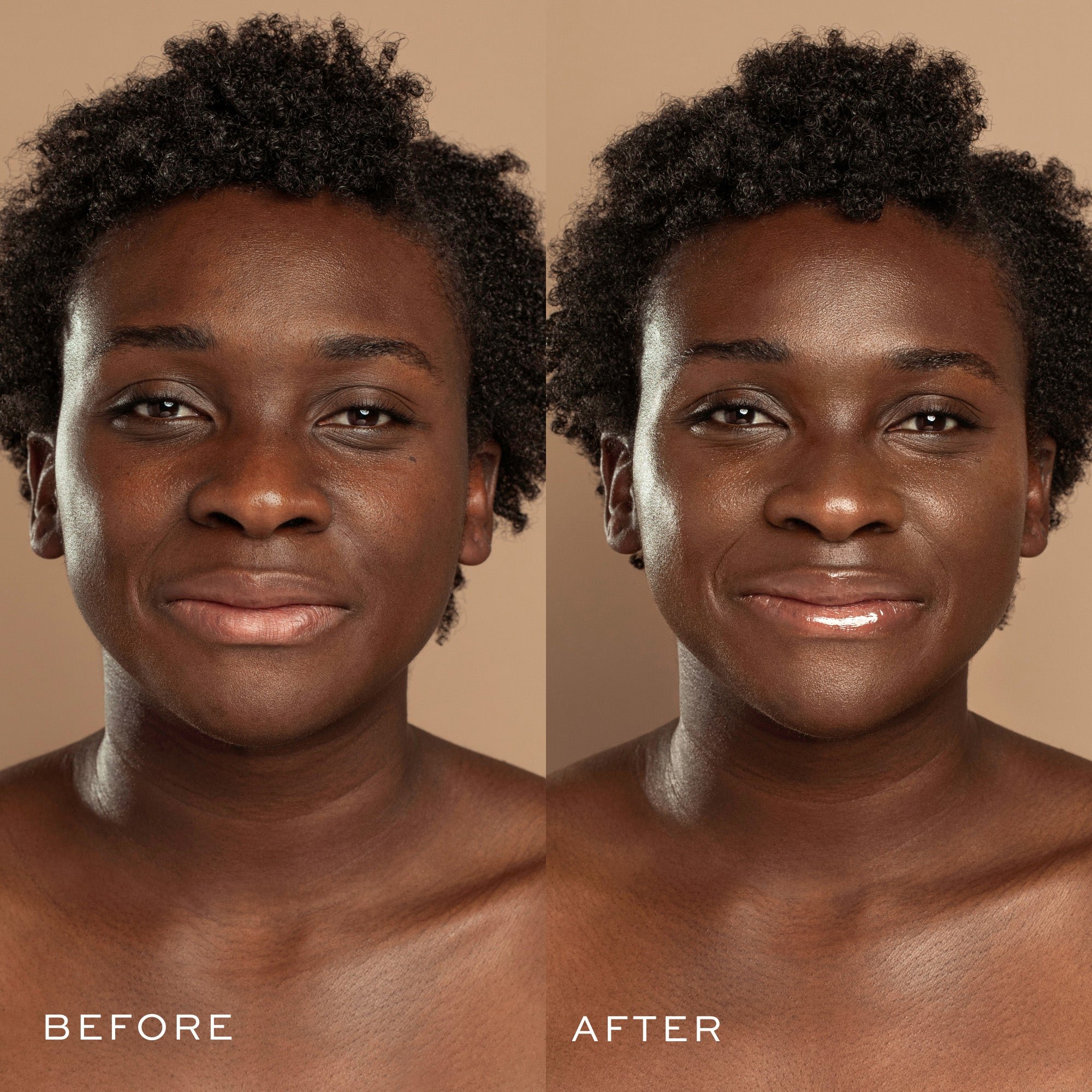 before and after of tinted glow wonderscreen shade 3